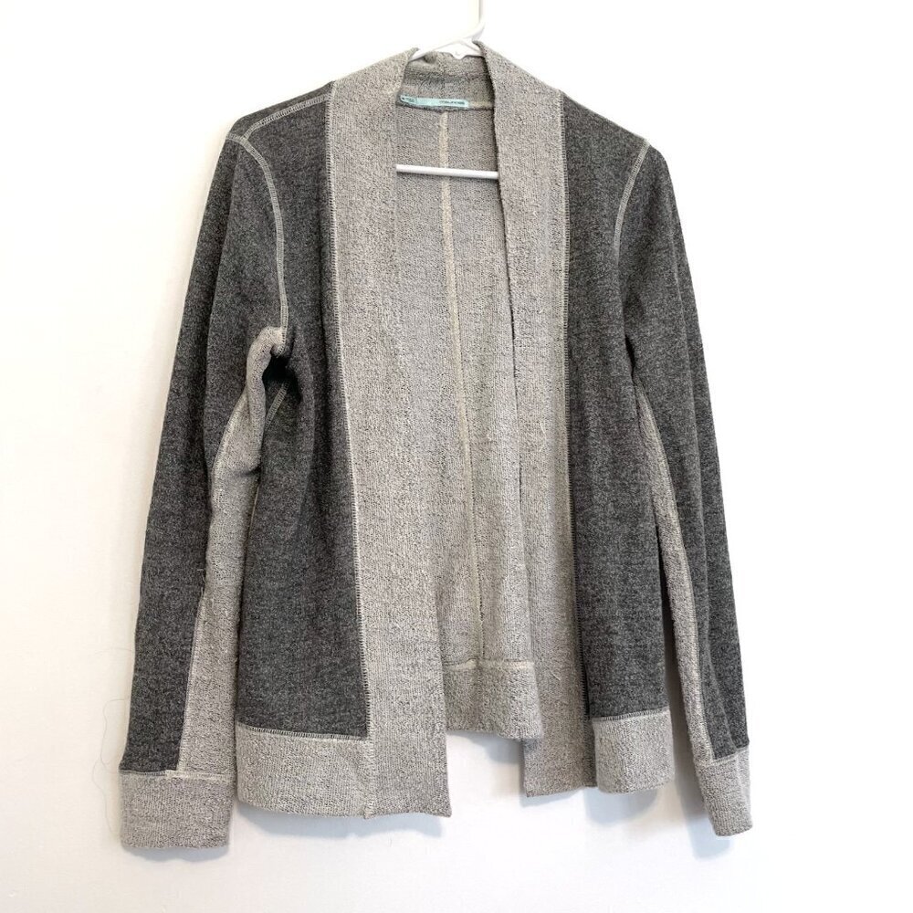 MAURICES Dark Gray Light Gray Colorblock Terry Cloth Open Front Cardigan Sweater
